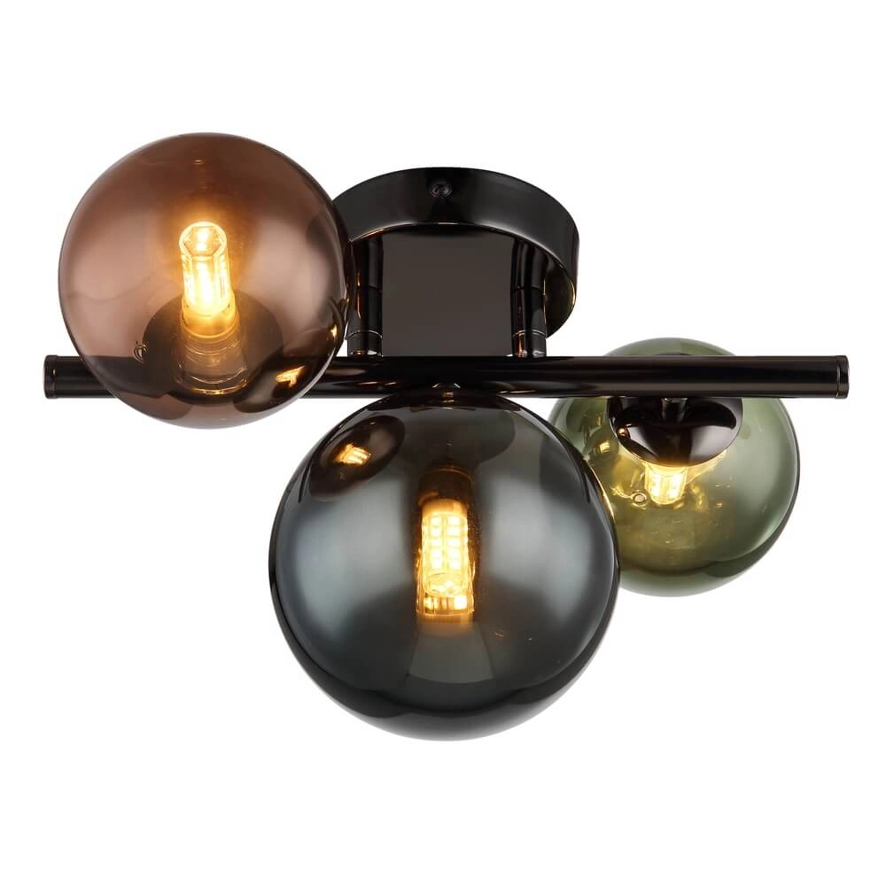 Schwarze Wandleuchte Riha Farbiges Glas 3-flammig Globo 9007371453108