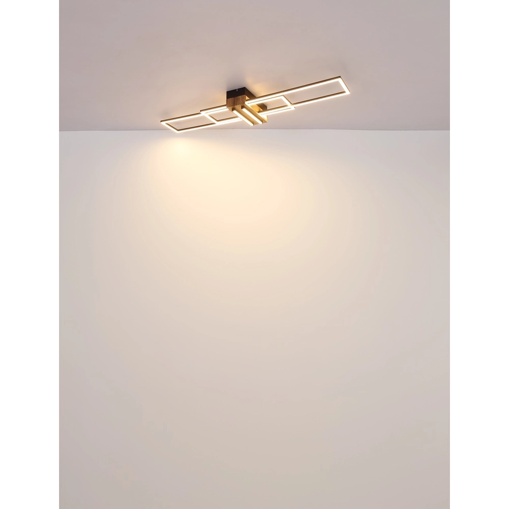 Moderne Deckenlampe Dakari Schwarz mit Holz Globo 9007371528479