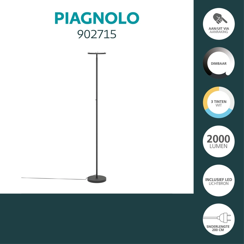 Design-Stehlampe Piagnolo Schwarz Eglo 9008606399390