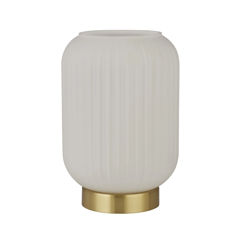 Tischlampe Pearl Gold mit weißem Glas