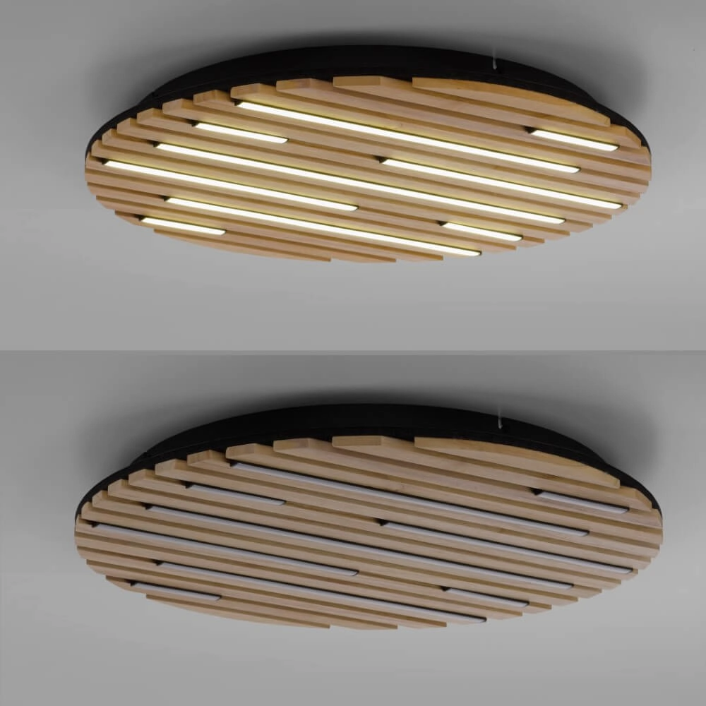 Runde Deckenleuchte Q-Akustik Ø 60cm Holz Paul Neuhaus 4012248385364