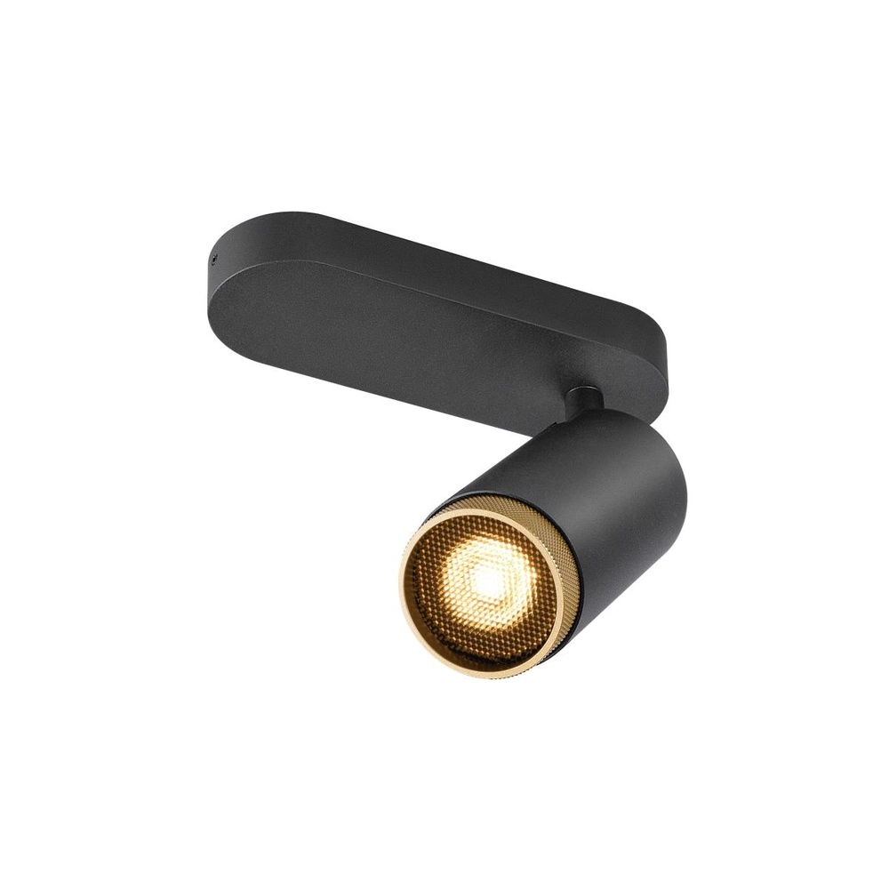 Aufputz-Spot Grip! L Schwarz mit goldenem Ring