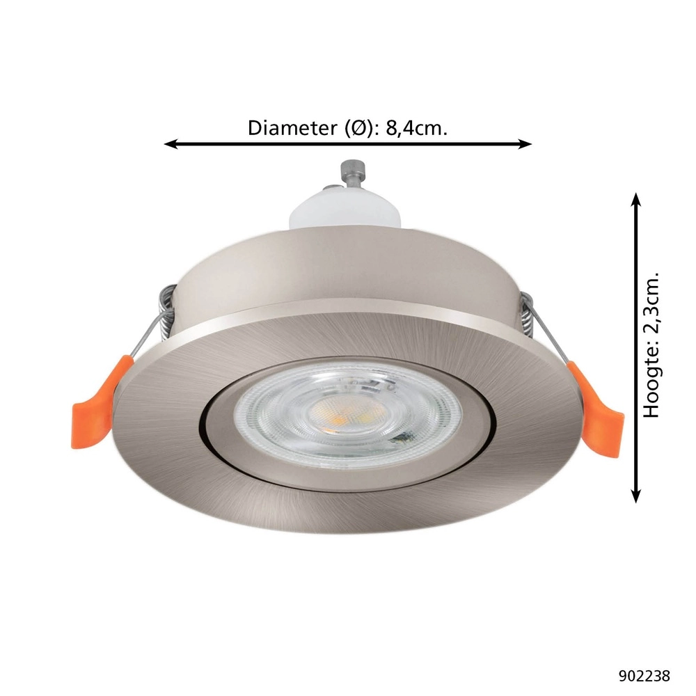 Einbaustrahler Barranco nickel Ø 8,4cm IP44 - 3000K Eglo 9008606359172