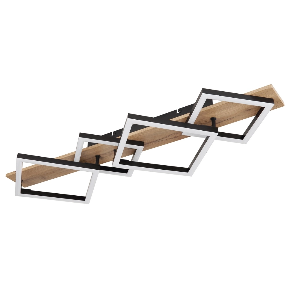 Deckenlampe Beatrix 82 cm große Quadrate schwarz mit Holz Globo 9007371448395