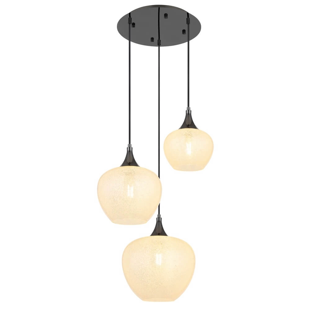 Anthrazit Pendelleuchte Maxy mit weißem Glas 3-flammig Ø 49cm
