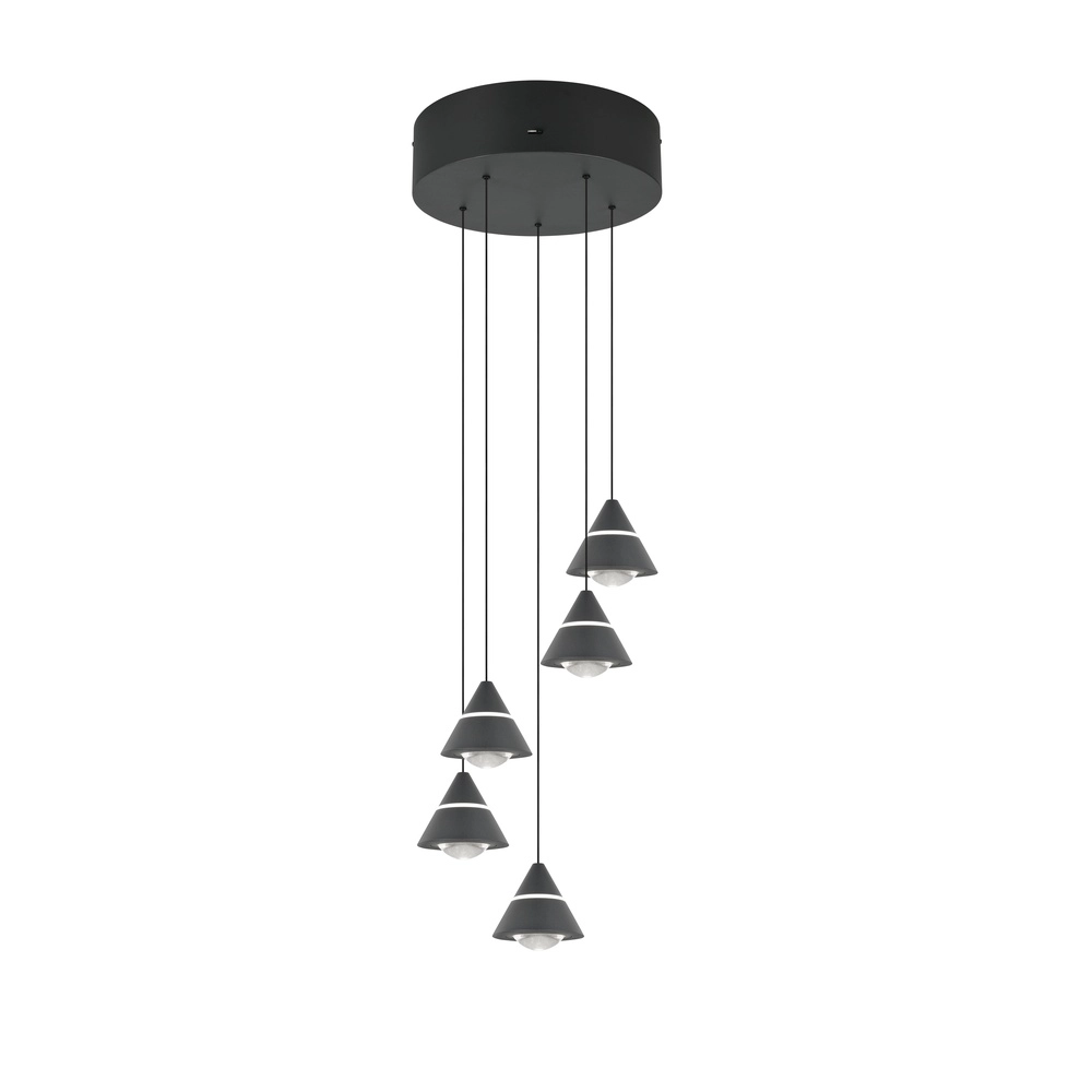 Design-Pendelleuchte Romeo 5-flammig schwarz Trio 4017807667806