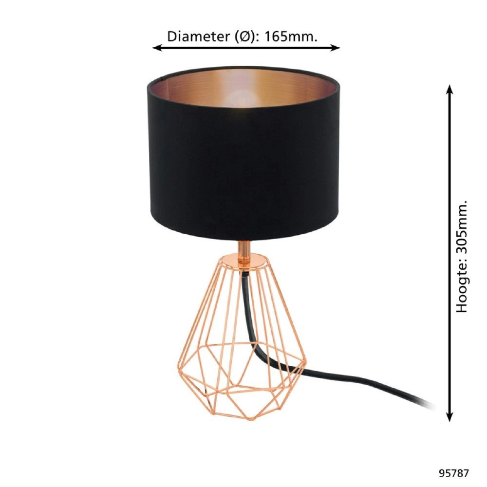 Tischlampe Carlton 2 rotes Kupfer mit Schwarz Eglo 9002759957872