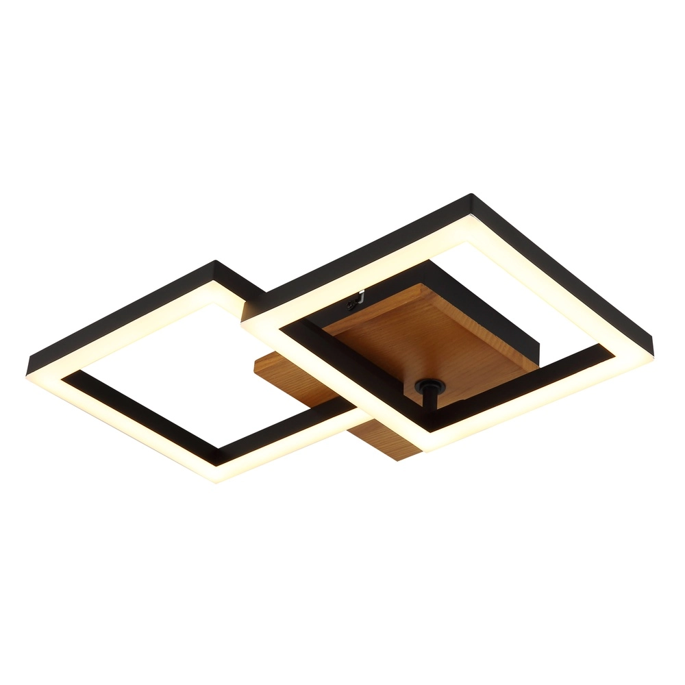 Design-Deckenlampe Kerry Schwarz mit Holzoptik Globo 9007371440221