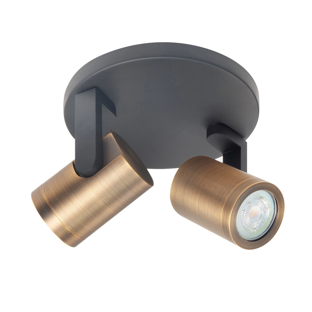 Aufputz-Spot Halo Spot Schwarz mit Kupferbronze 2-flammig rund