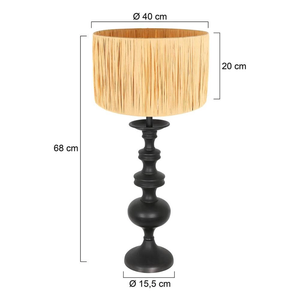 Tischlampe Lyons schwarz mit Strohschirm Steinhauer 8712746172492