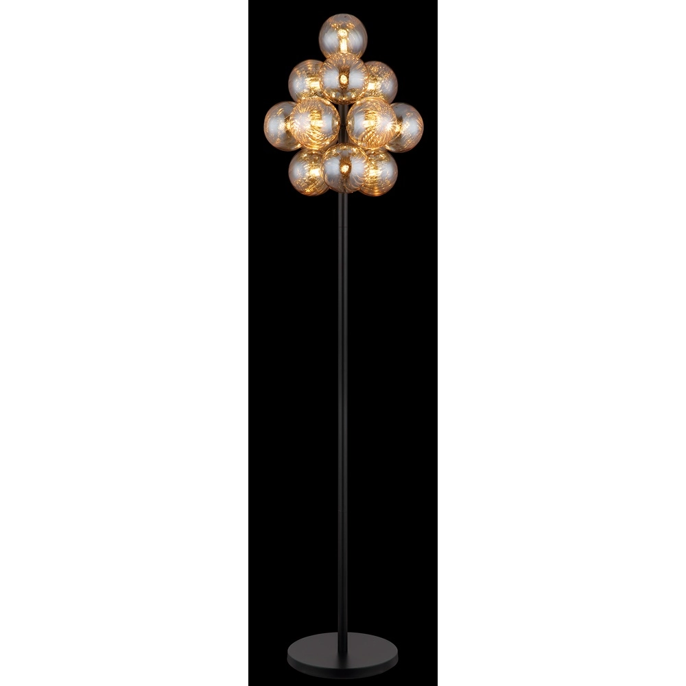 Schwarze Stehlampe Conor mit Bernsteinglas Globo 9007371512171