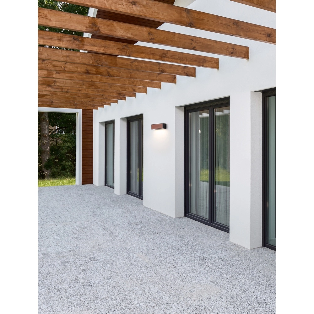 Solar-Wandleuchte Brown schwarz mit Holz Lyora 5212017449443