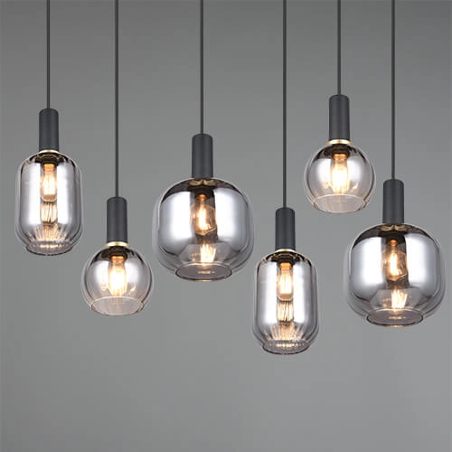 Hängelampe für das Esszimmer Diva 6-flammig – Rauchglas Trio 4017807614572