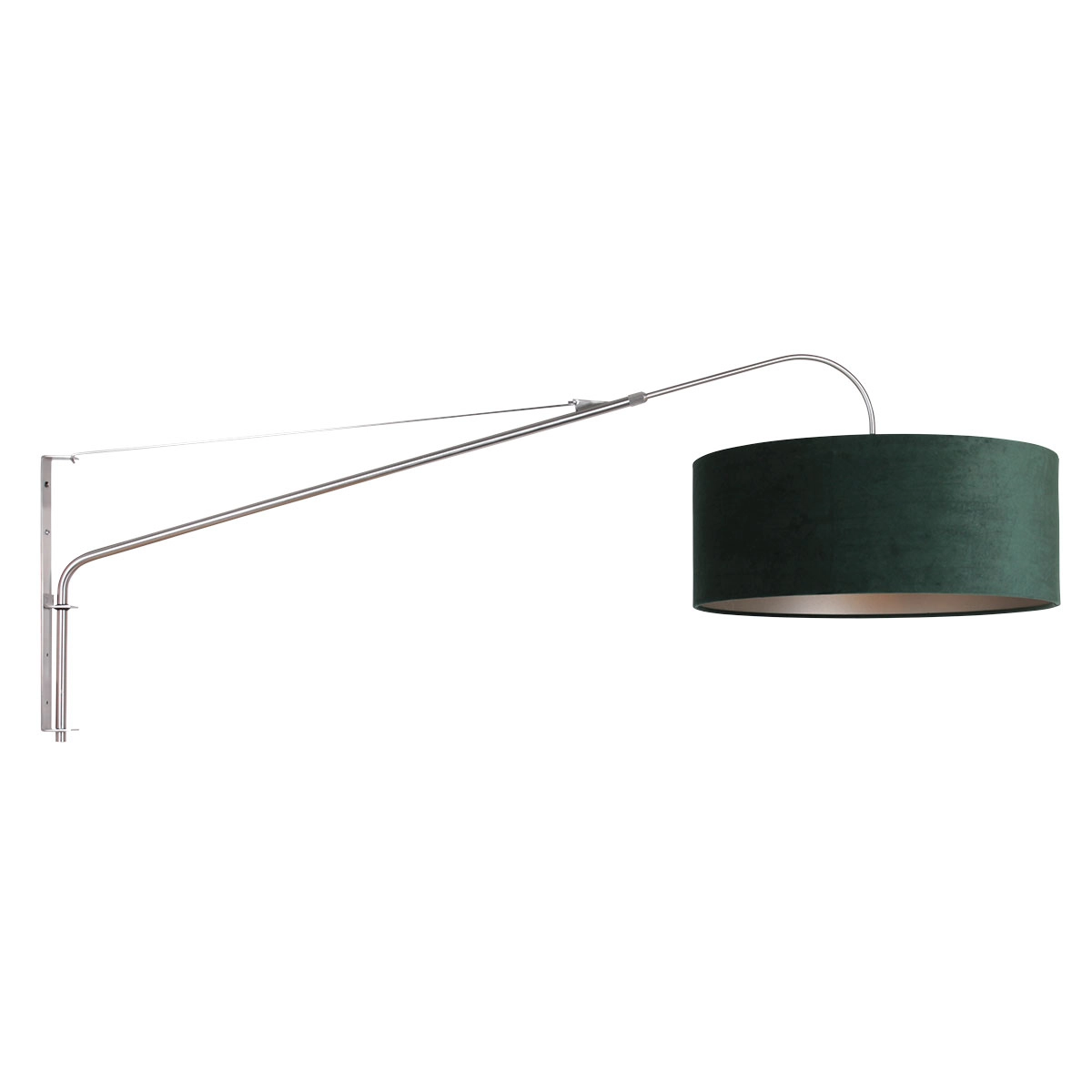 Wandlampe Elegant Classy 50 cm Edelstahl mit grünem Samtschirm Steinhauer 8712746146004