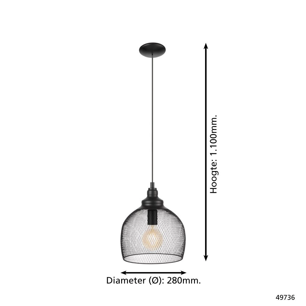 Pendelleuchte Straiton 28cm 28 cm schwarz Eglo 9002759497361