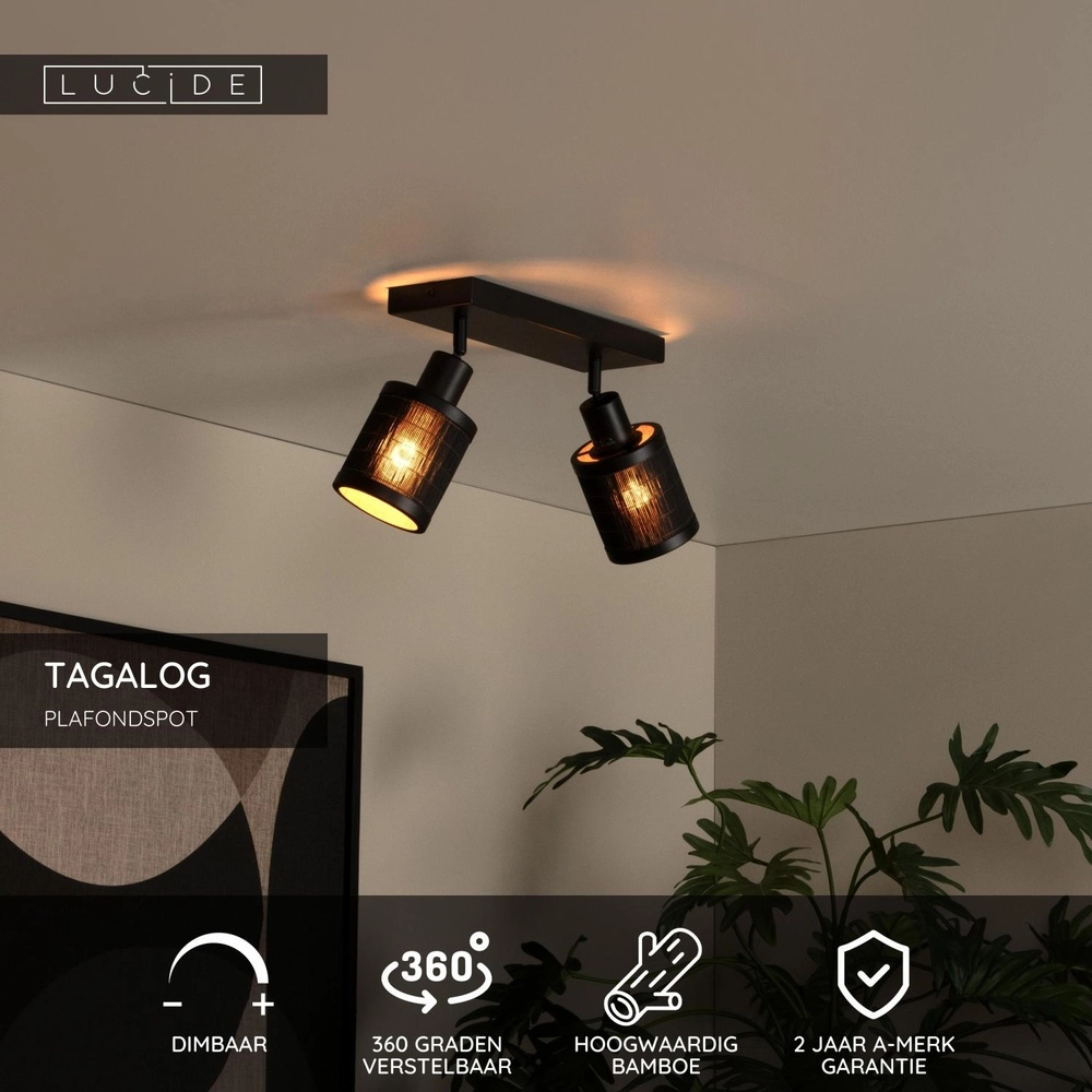 Deckenlampe Tagalog Doppelschwarz Lucide 5411212211675