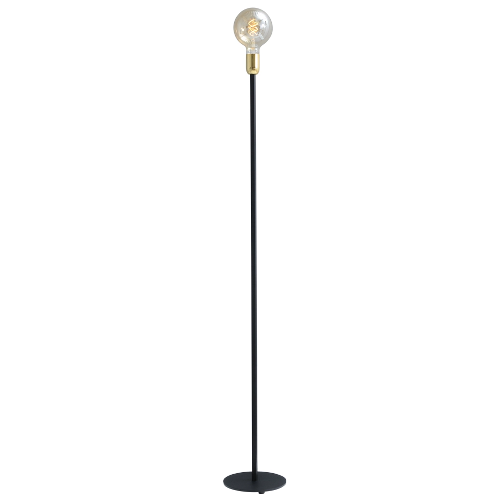 Schwarze Stehlampe Tube 130 cm mit Goldbeschlag