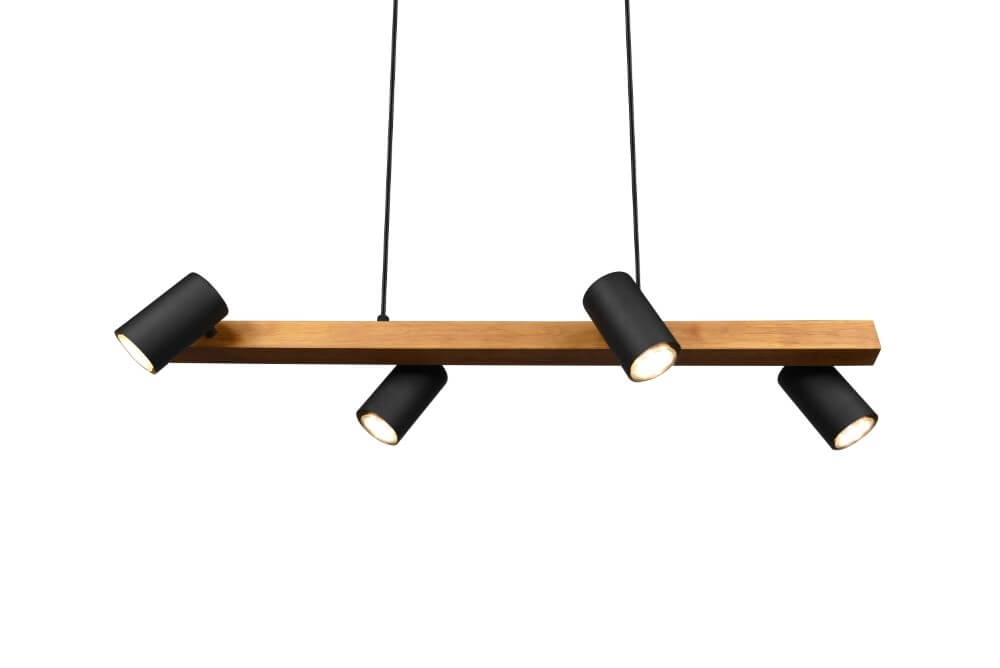 Verstellbare Hängelampe Marley Schwarz mit Holz Trio 4017807523720