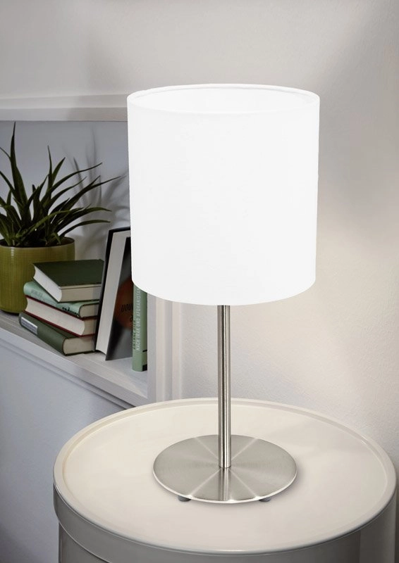Tischlampe Pasteri 40 cm mattes Chrom mit Weiß Eglo 9002759315948