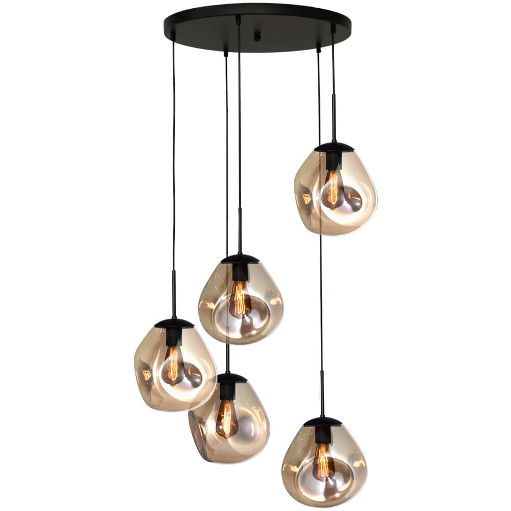 Vide-Hängelampe Lava 5x Goldglas Ø 24cm