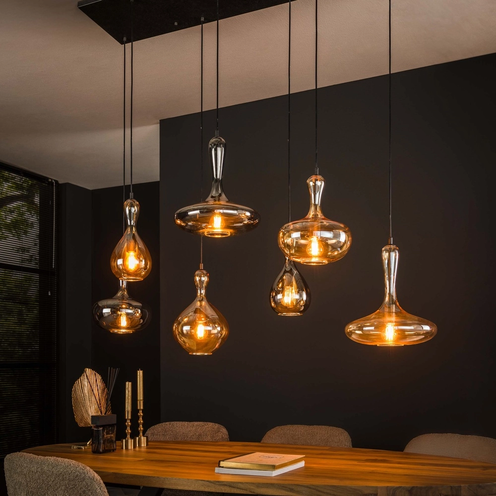 Design-Pendellampe Karaf 7 Gläser – Bernstein und Rauch Lyora 8716803511576