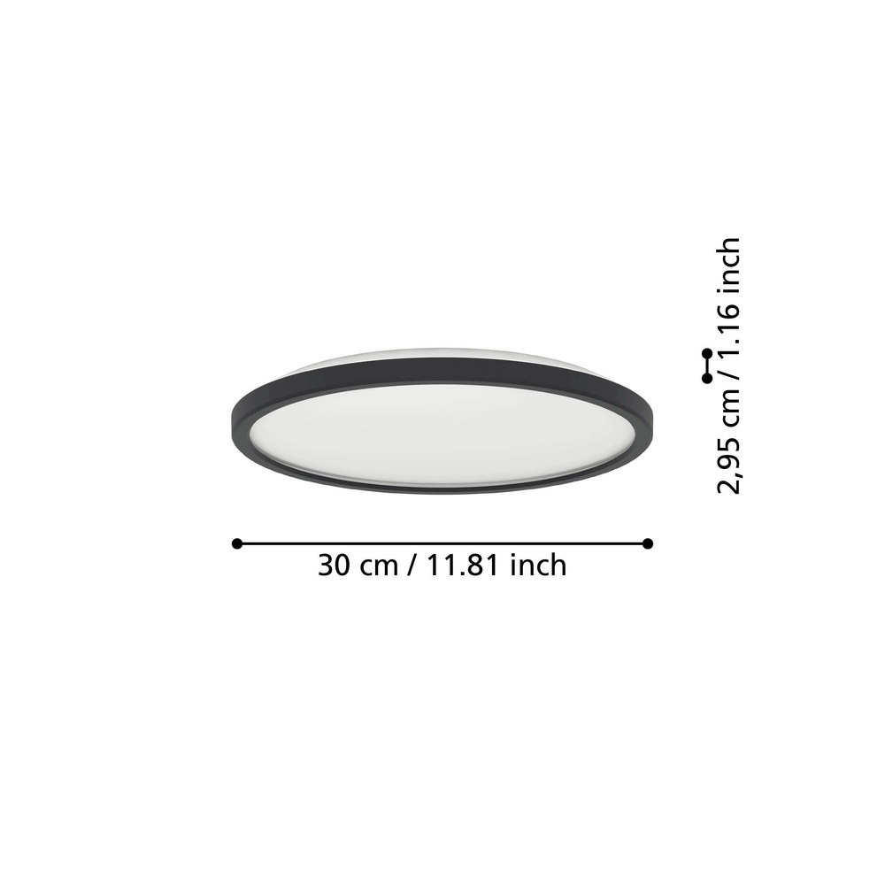 Deckenlampe im Badezimmer Rovito Zigbee – schwarz – Ø 30 cm Eglo 9008606329847