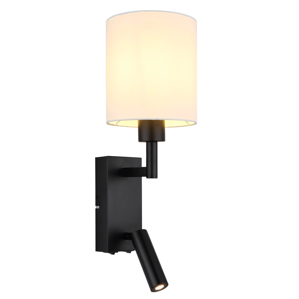 Nachttischlampe Zamora Schwarz mit weißer Motorhaube
