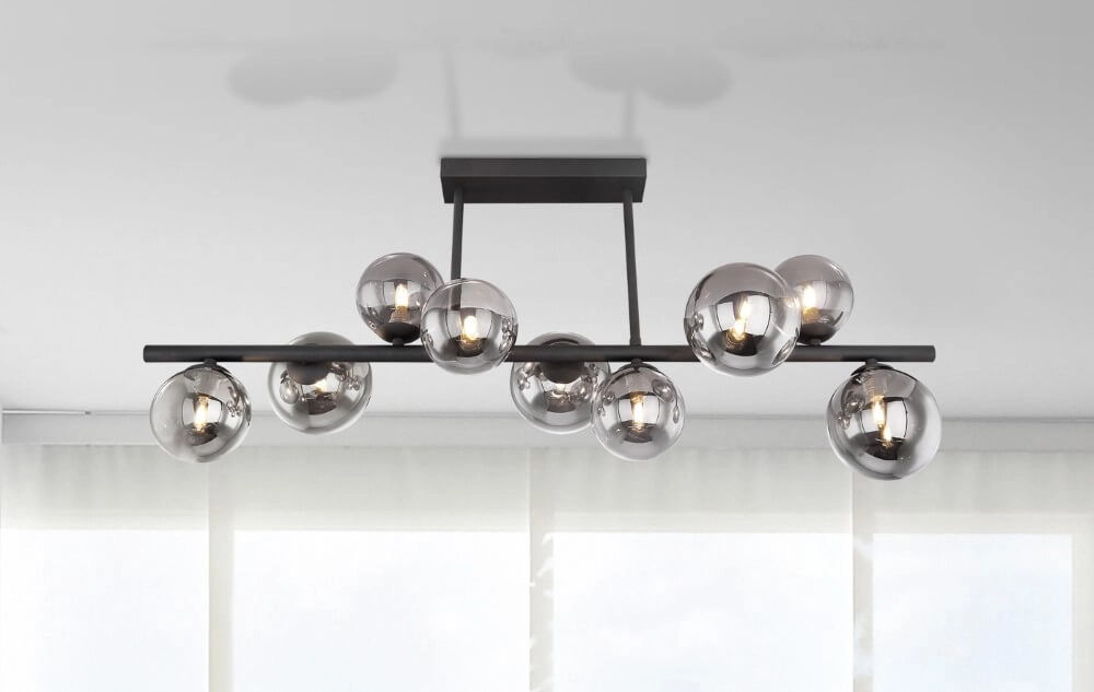 Schwarze Deckenleuchte mit Rauchglas Riha Globo 9007371393039