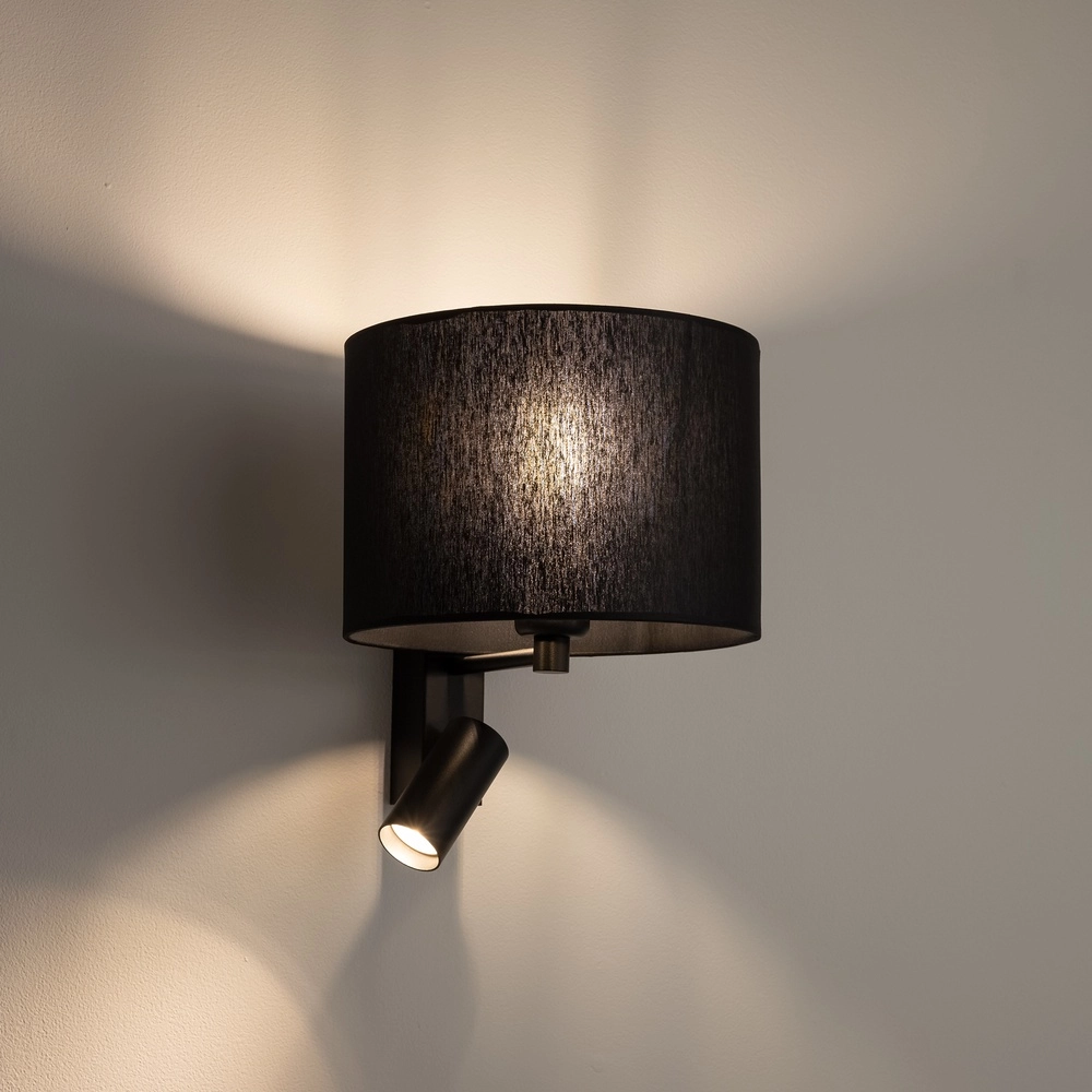 Schwarze Wandlampe Lusso mit Tischlampenschirm Lyora 5903139115216