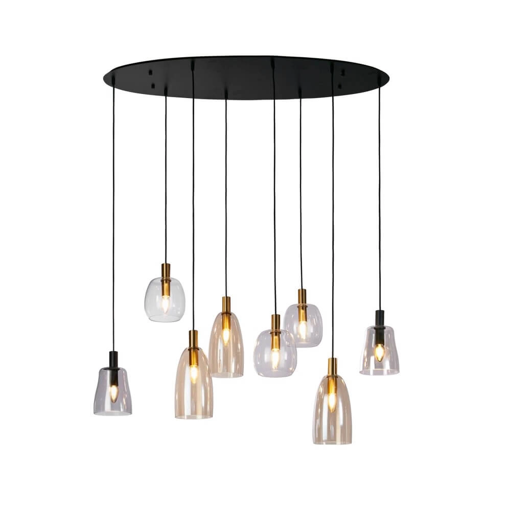 Hängelampe mit 8 Leuchten Divine mehrere Glasfarben Searchlight 5053423250663