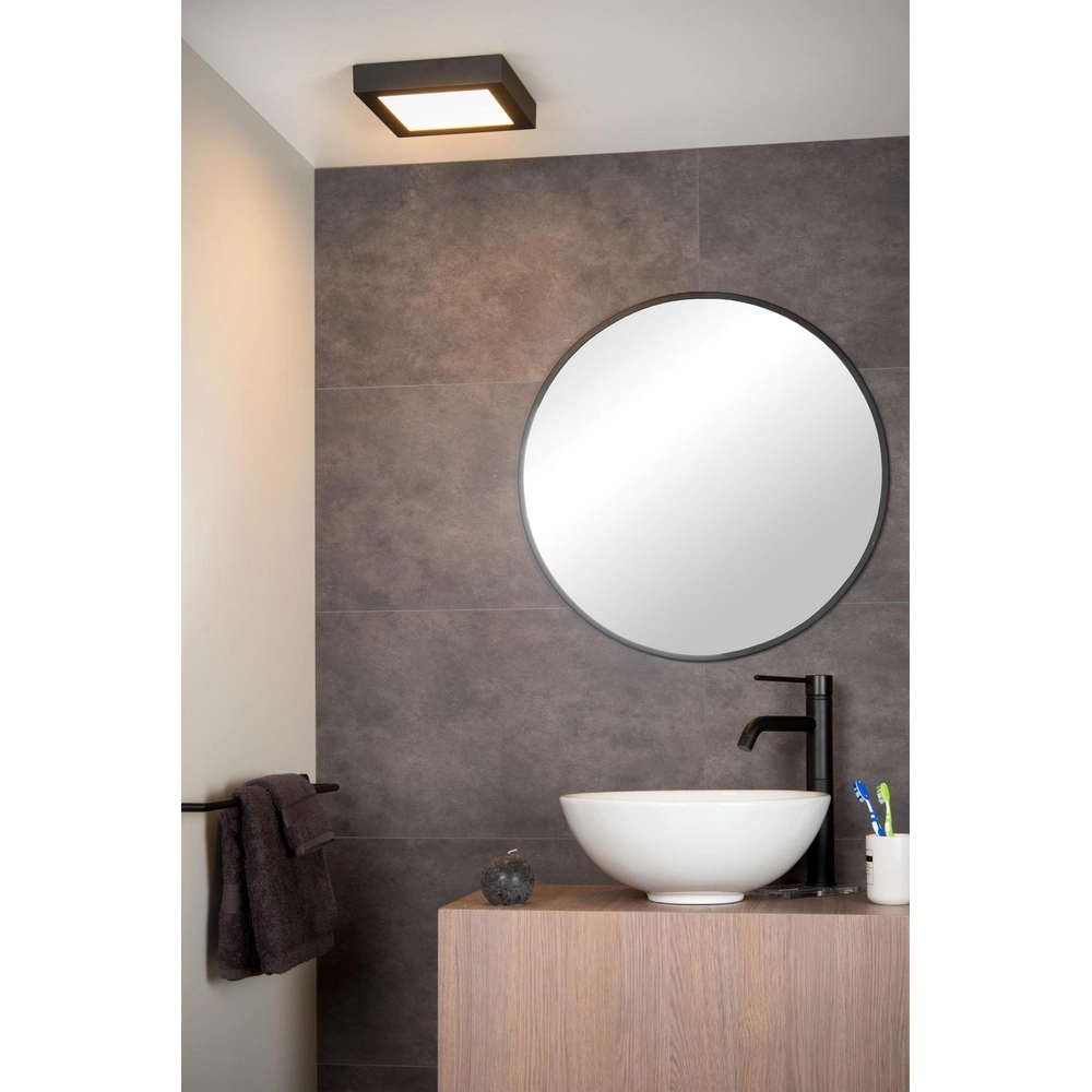 Deckenlicht Brice-Led 22 cm quadratisches IP44-Schwarz Lucide 5411212281265