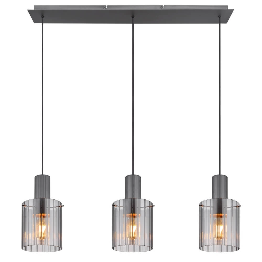 3-flammige Pendelleuchte Tulivar Design Rauchglas Globo 9007371459650