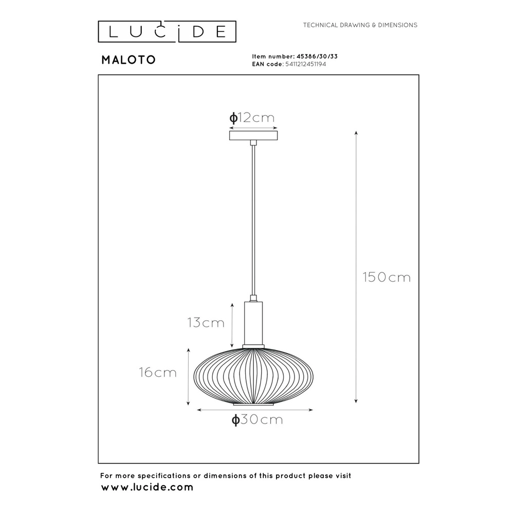 Pendellampe Maloto Ø 30cm grün Lucide 5411212451194