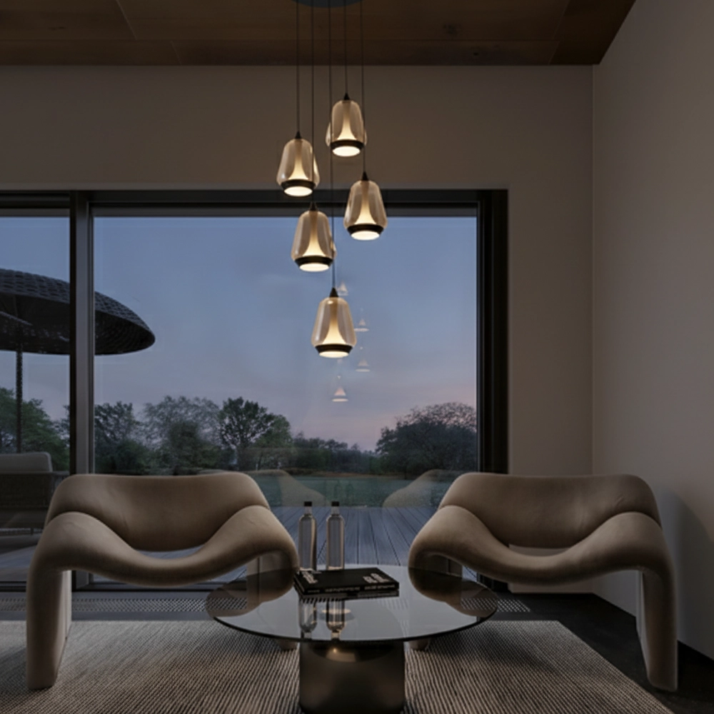 Design-Pendelleuchte Alish 5-flammiges Rauchglas
