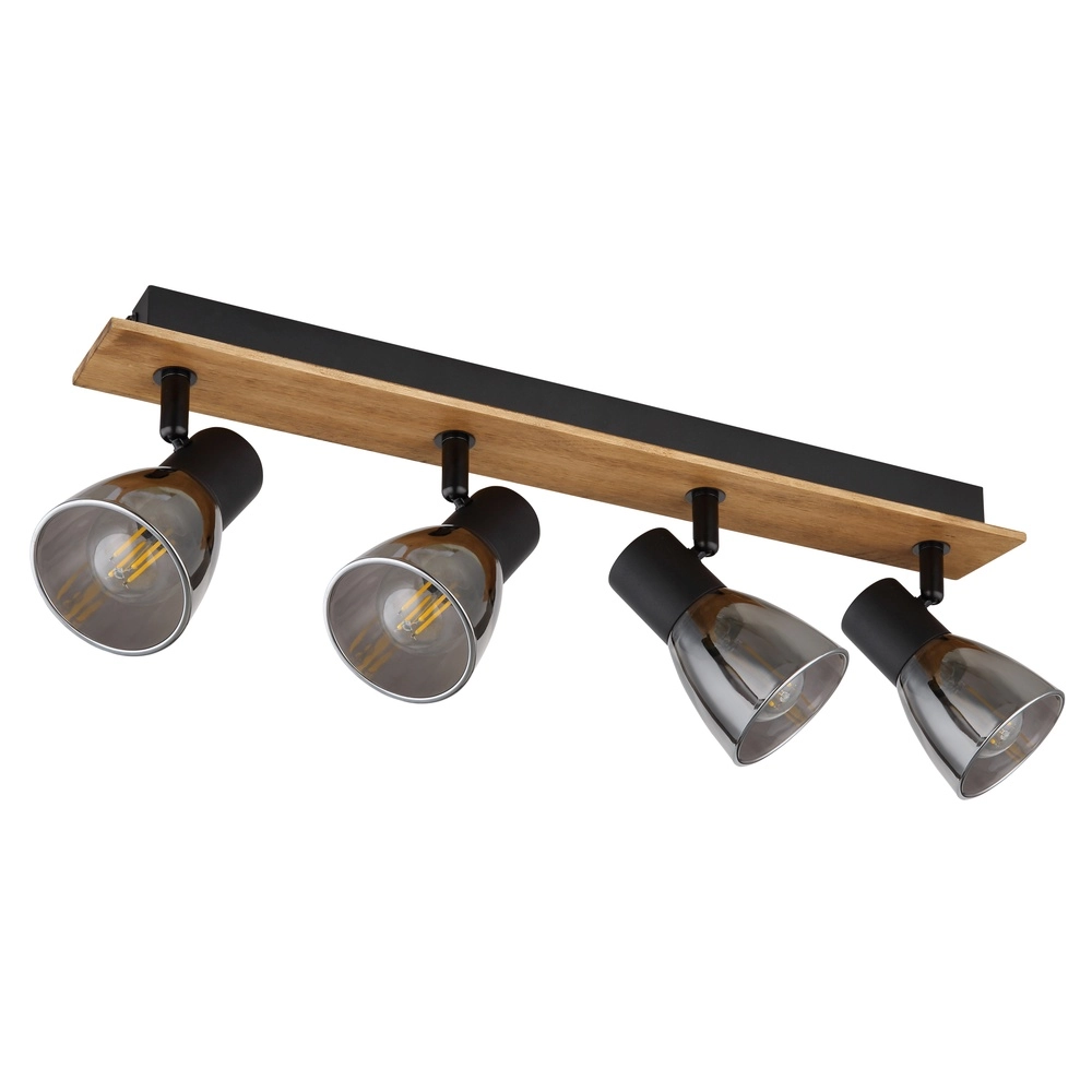Deckenlampe Claude 4-hell schwarz mit Holz Globo 9007371434213