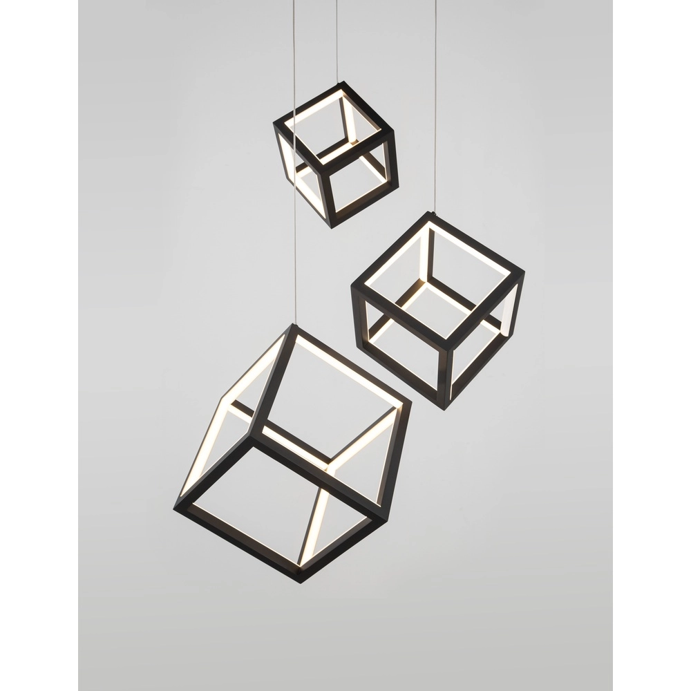 Quadratische Pendelleuchte Gabbia Schwarzes Dreibettzimmer Lyora 5212017423412
