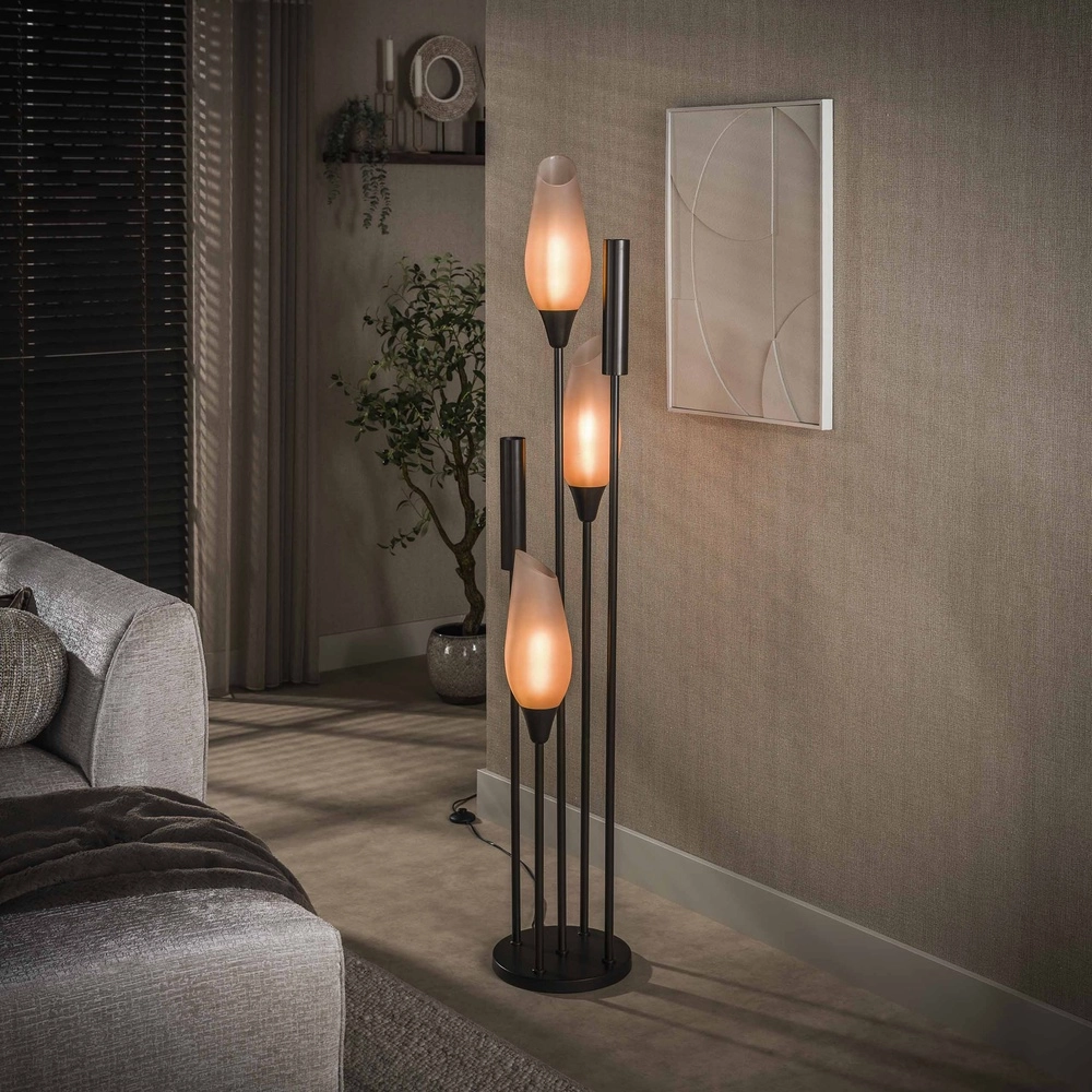 Stilvolle Stehlampe Cocoon 3x E27 - 2x GU10 - mattiertes Glas Lyora 8716803511927