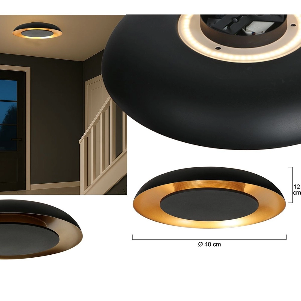 Deckenleuchte Golden Veil schwarz Ø 40cm Steinhauer 8712746180299