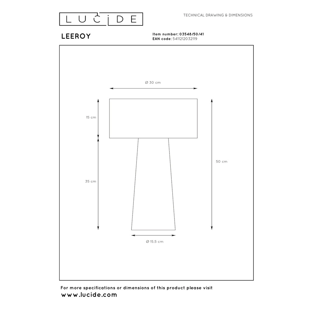 Tischlampe Leeroy taupe Ø 30cm Lucide 5411212032119
