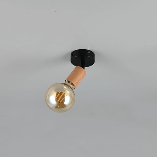 Deckenlampe Lamego Schwarz mit Holz Trio 4017807670851