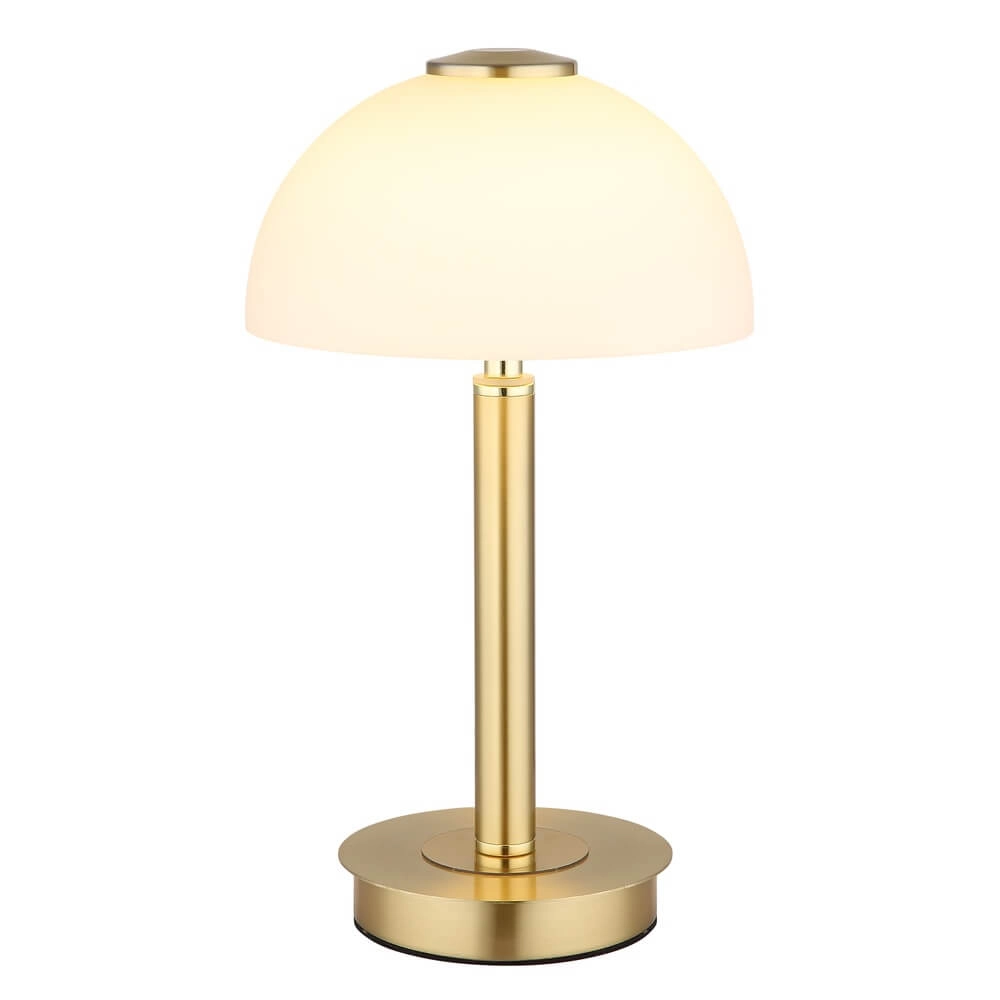 Tischlampe Uldin Gold mit weißem Glas