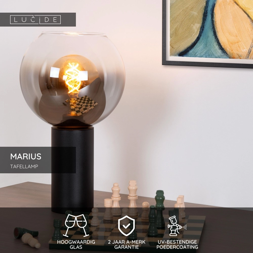 Tischlampe Marius Schwarz Lucide 5411212452283