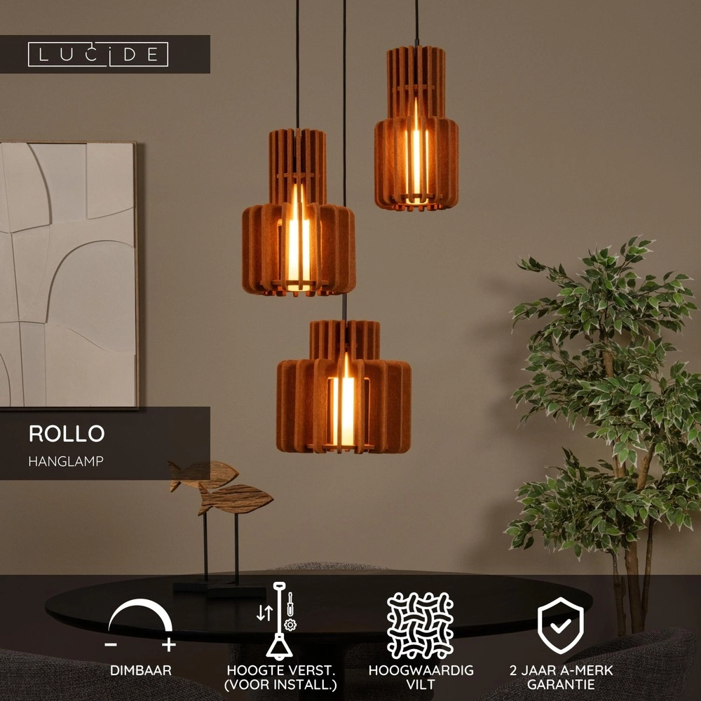 Design-Pendellampe Rollo 3-Licht Terrakotta Lucide 5411212452818