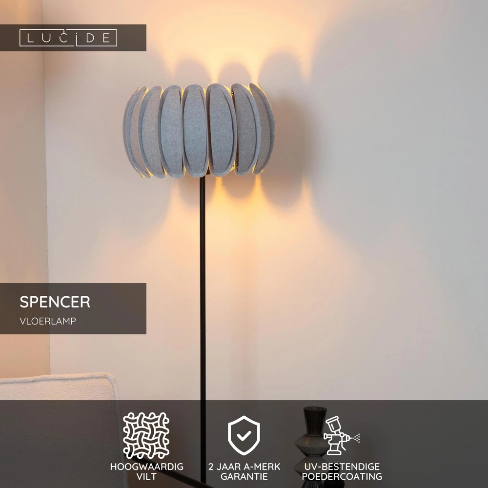 Stehlampe Spencer Grau Lucide 5411212343758