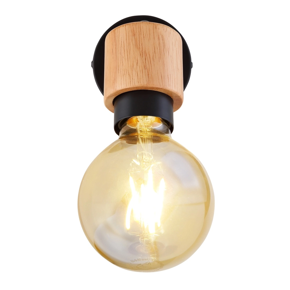 Wandlampe Jorna Schwarz mit Holz Globo 9007371414277