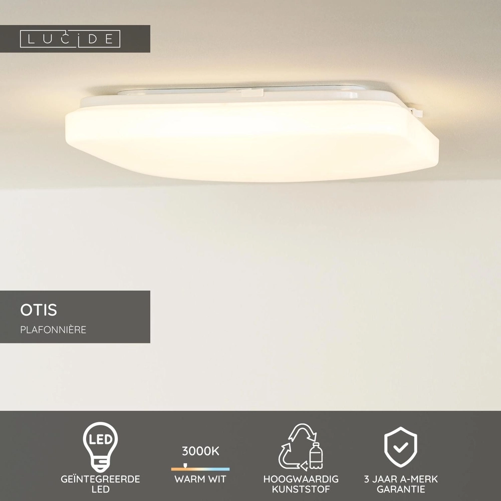 Quadratische Deckenlampe Otis 33 cm weiß Lucide 5411212791351