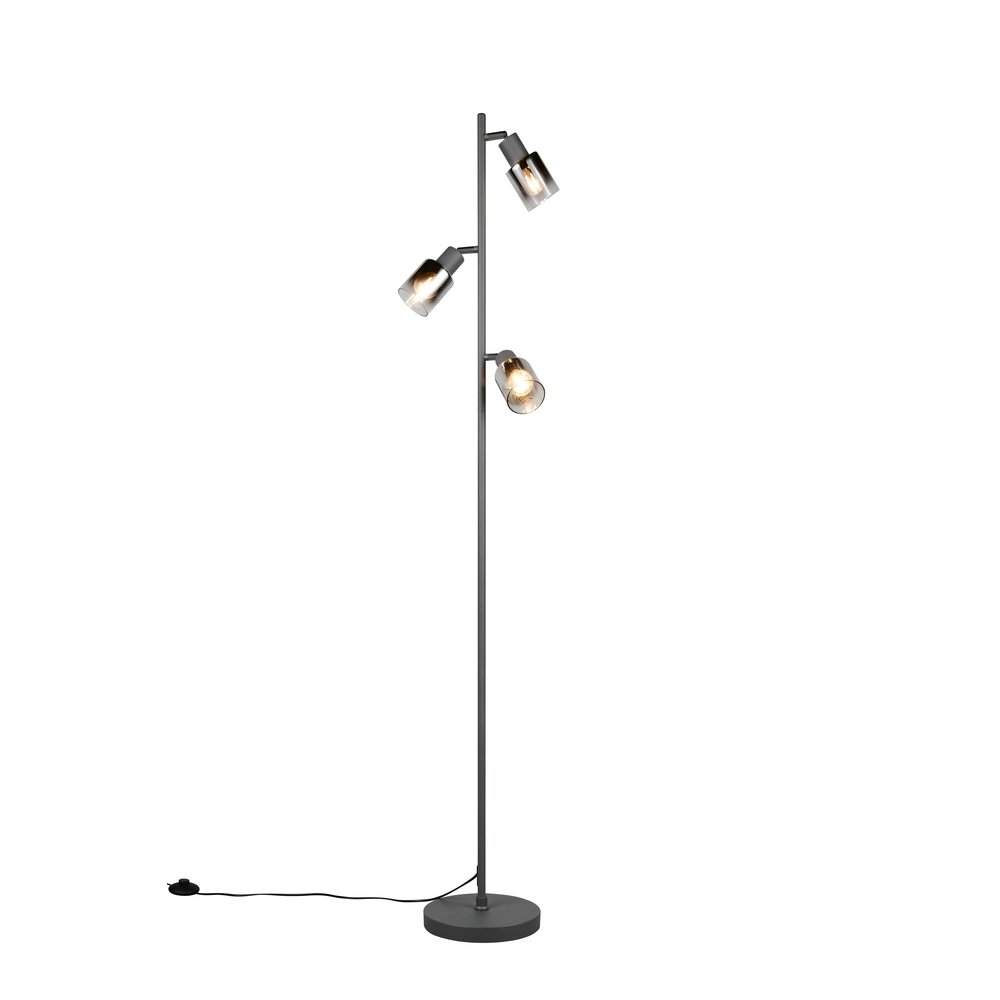 Stehlampe Cadiz 3-flammiges Rauchglas