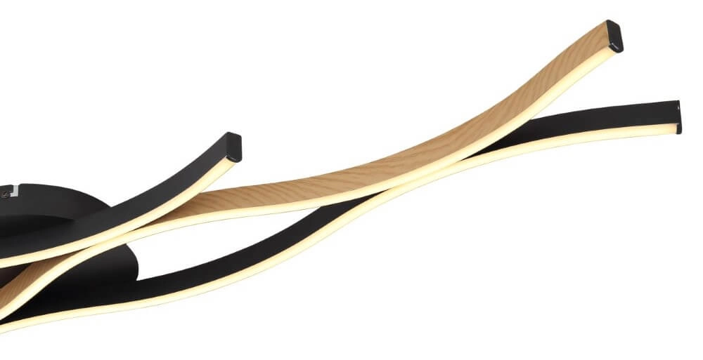 Deckenleuchte Geronimo schwarz mit Holz Globo 9007371445042