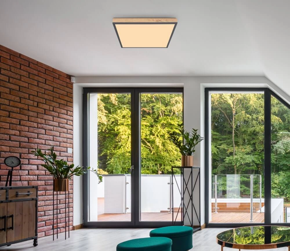 LED-Deckenleuchte aus Holz Doro 45x45cm Globo 9007371418992