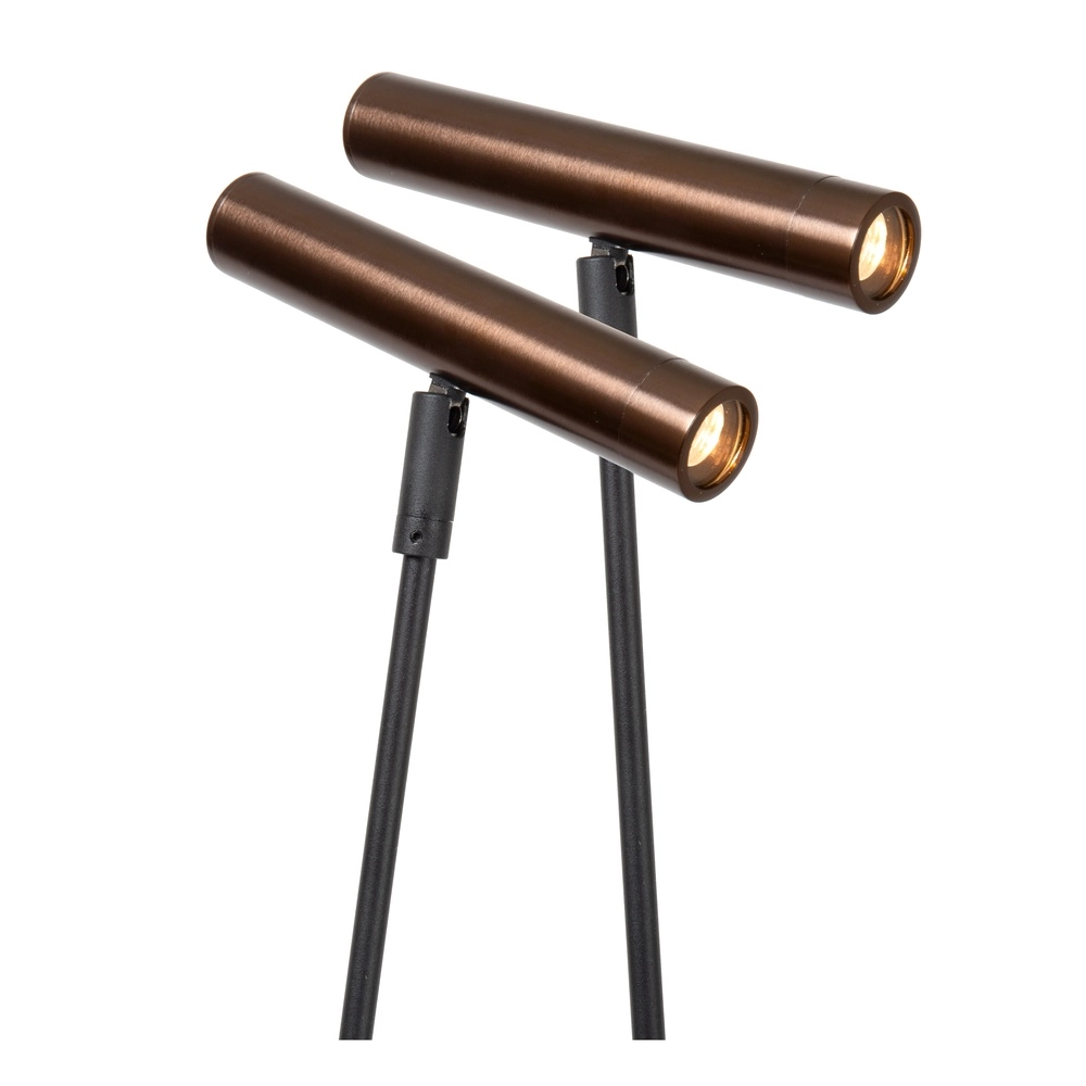 2-Licht Stehlampe Duarte Schwarz mit Kaffeebraun Lucide Vibes 5411212032201